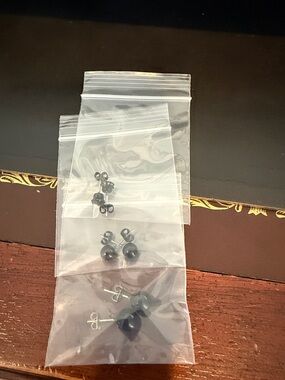 Classic Black Stainless Steel Ball Stud Earrings - Unbranded